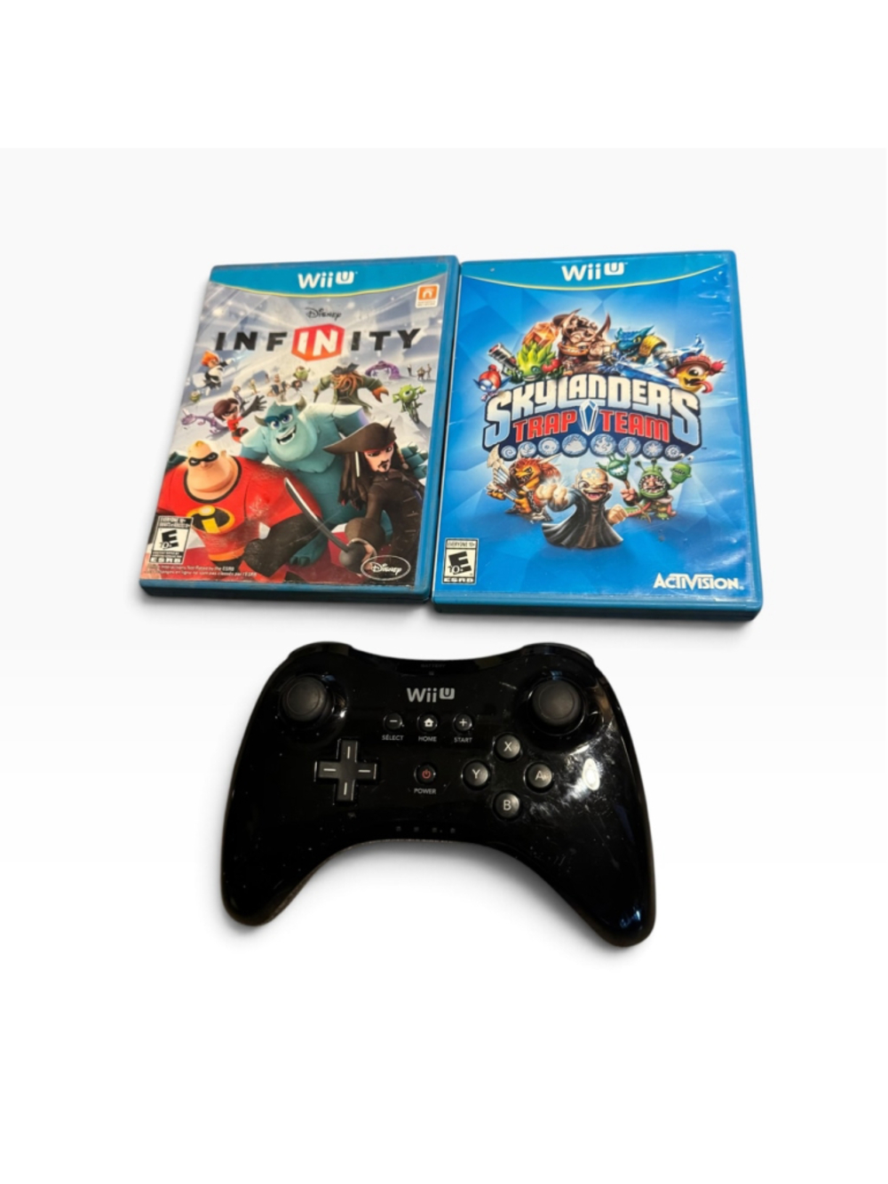 Nintendo Wii U Pro Controller with Disney Infinity Skylanders Games Bundle Lot